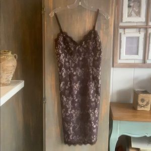 Black lace slip dress